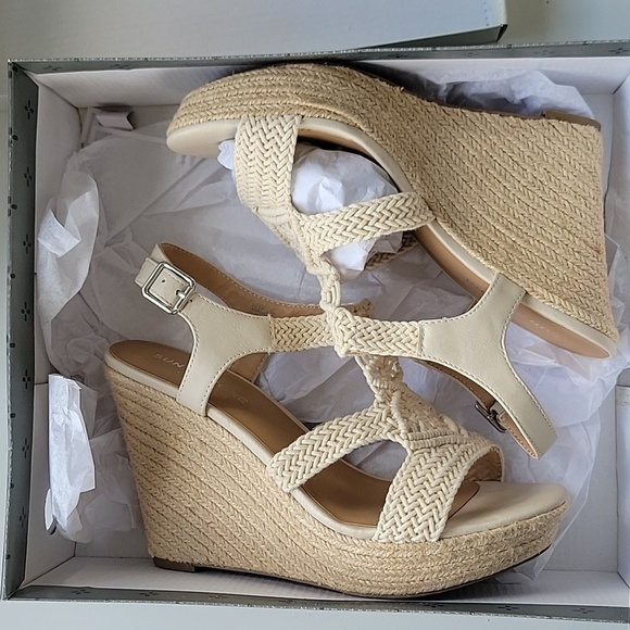 Sun + Stone Woman's Esme Strappy Crochet Wedge Espadrille Sandal Sz 9 Ivory Boho - Picture 15 of 16